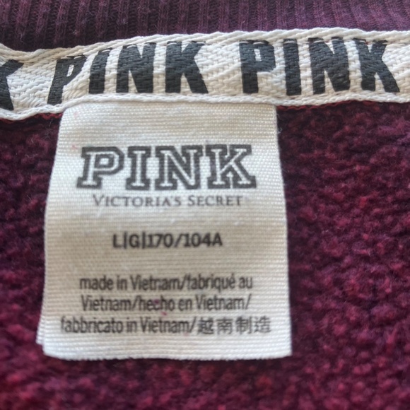 PINK Victorias Secret burgandy tie dye sweater probably shirt size large. - Picture 6 of 9